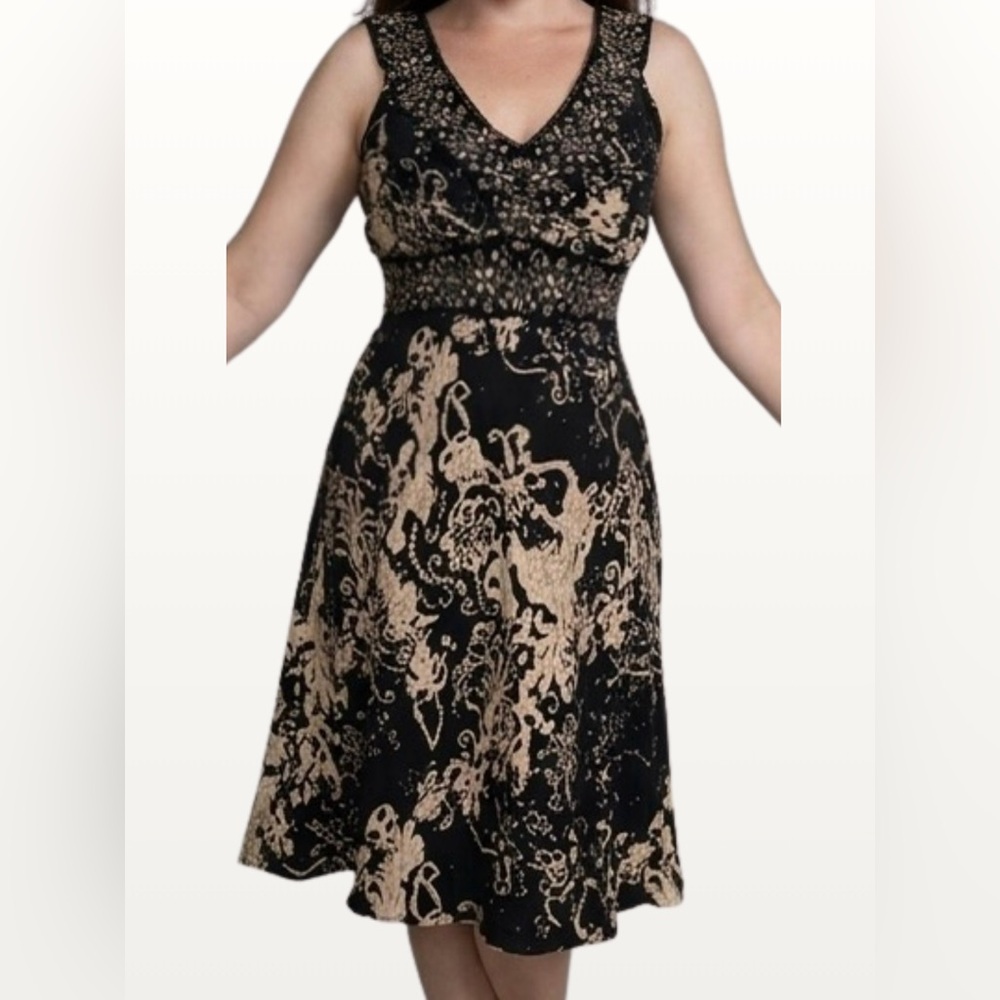 INC 100% Silk Embroidered Whimsigoth Midi Dress Size 8